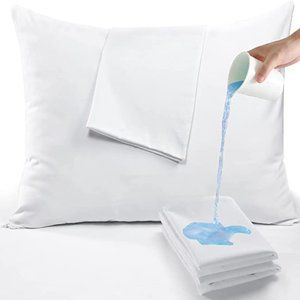 COTTON ZIPPERED WATERPROOF PILLOW COVERS PILLOWCASES SET OF 4 PILLOW PROTECTOR